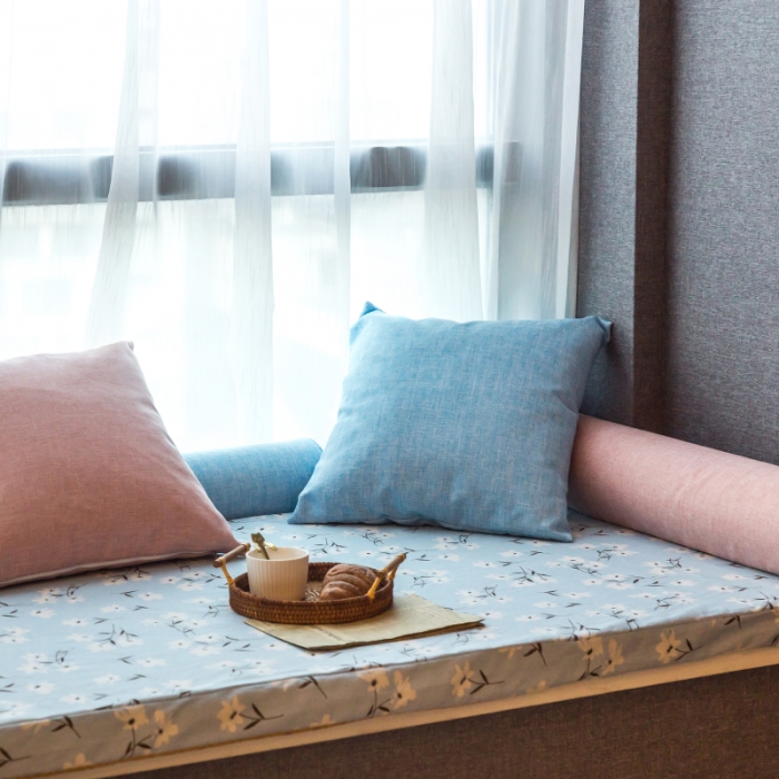 91家纺网 家纺一手货源 找家纺 U品汇 2021新款海绵飘窗垫 悠然花开