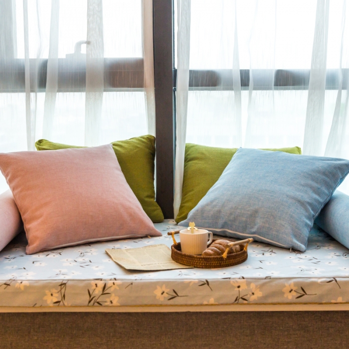 91家纺网 家纺一手货源 找家纺 U品汇 2021新款海绵飘窗垫 悠然花开