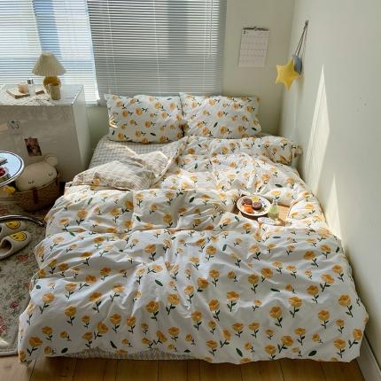 91家纺网 家纺一手货源 找家纺 盛馨2021新款全棉印花13372系列四件套相伴花开