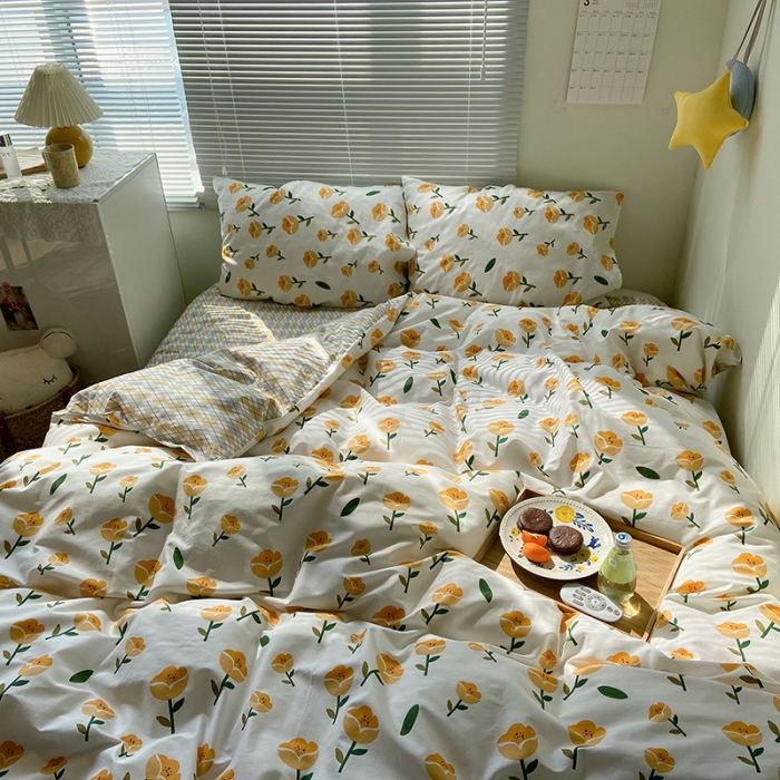 91家纺网 家纺一手货源 找家纺 盛馨2021新款全棉印花13372系列四件套相伴花开