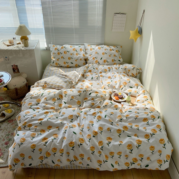 91家纺网 家纺一手货源 找家纺 盛馨2021新款全棉印花13372系列四件套相伴花开