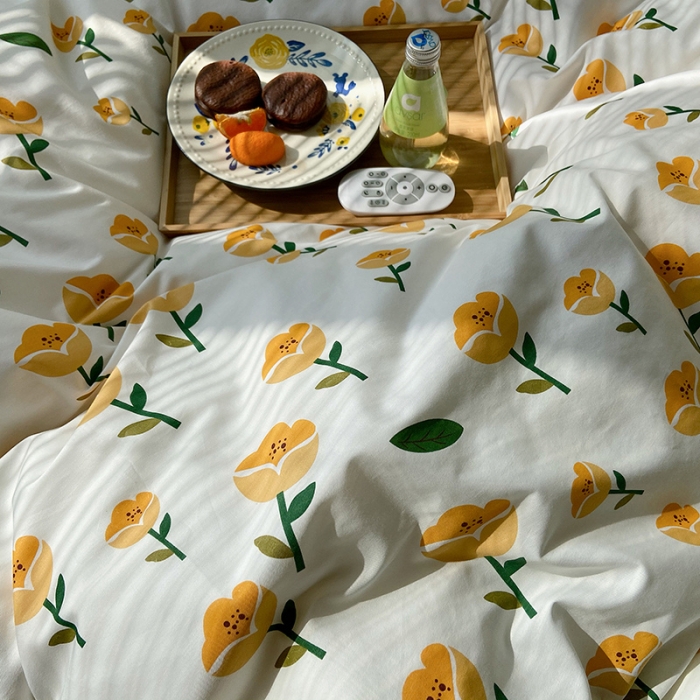 91家纺网 家纺一手货源 找家纺 盛馨2021新款全棉印花13372系列四件套相伴花开