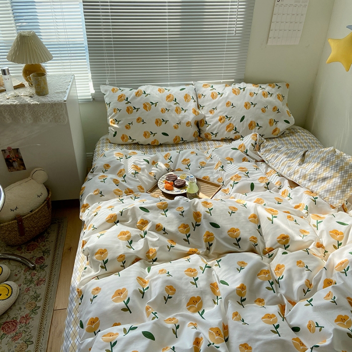 91家纺网 家纺一手货源 找家纺 盛馨2021新款全棉印花13372系列四件套相伴花开