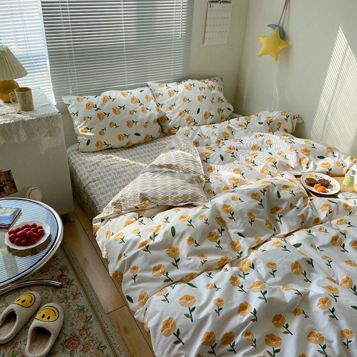 91家纺网 家纺一手货源 找家纺 盛馨2021新款全棉印花13372系列四件套相伴花开