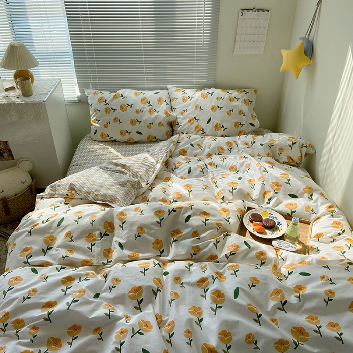 91家纺网 家纺一手货源 找家纺 盛馨2021新款全棉印花13372系列四件套相伴花开