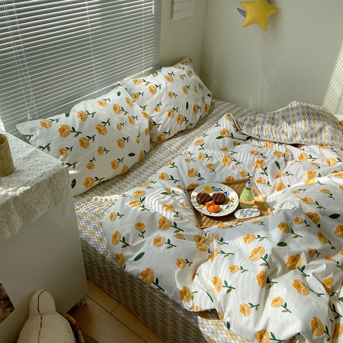 91家纺网 家纺一手货源 找家纺 盛馨2021新款全棉印花13372系列四件套相伴花开