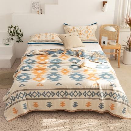 91家纺网 家纺一手货源 找家纺 （总）朴尔 2021新款波西米亚风全棉四层纱布毛巾被