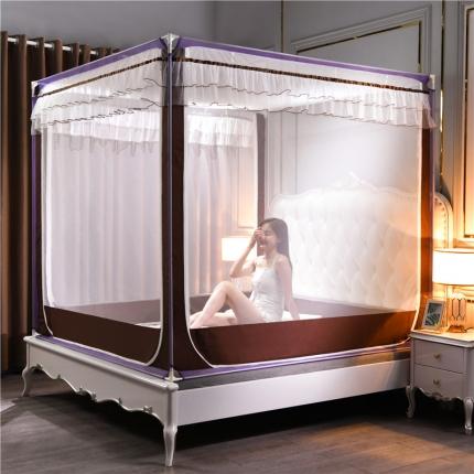 91家纺网 家纺一手货源 找家纺 冉美 2021新款清新外穿杆坐床蚊帐 清新-骑士咖