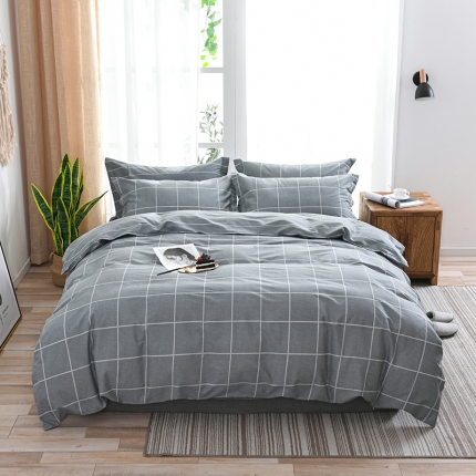 91家纺网 家纺一手货源 找家纺 （总）格子系列全棉13372四件套（加老板微信有会员价）