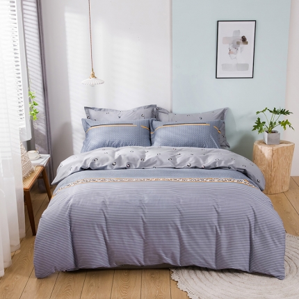 91家纺网 家纺一手货源 找家纺 （总）横条系列全棉13372四件套（加老板微信有会员价）