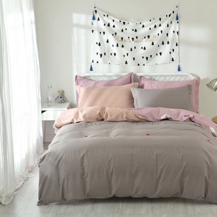 91家纺网 家纺一手货源 找家纺 （总）时尚简约系列全棉13372四件套（加老板微信有会员价）