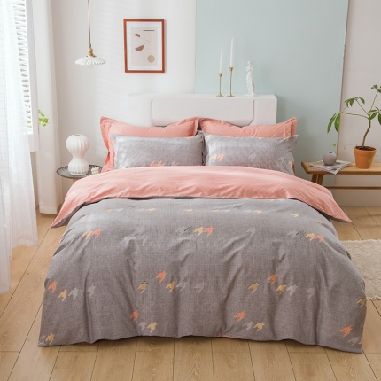 91家纺网 家纺一手货源 找家纺 （总）时尚简约系列全棉13372四件套（加老板微信有会员价）