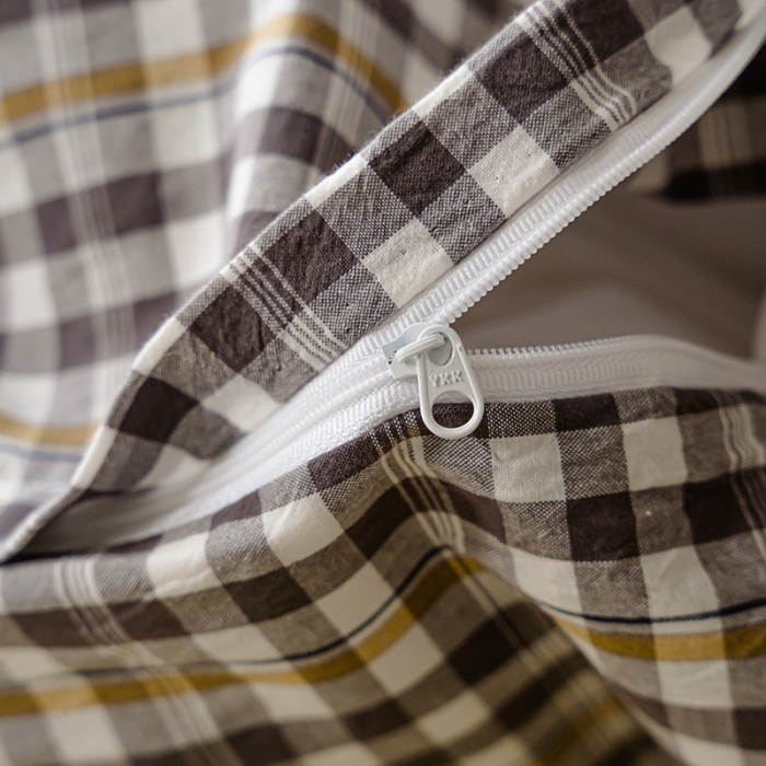 91家纺网 家纺一手货源 找家纺 （总）柠萌家居 2021新款无印风格良品色织水洗棉四件套