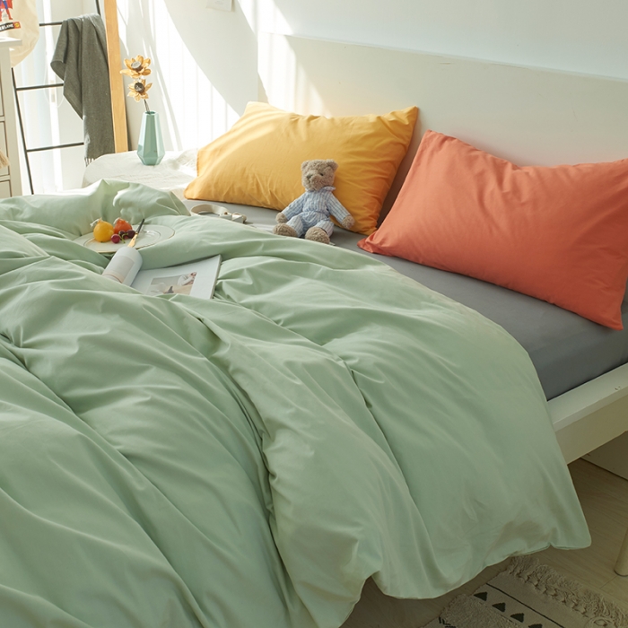 91家纺网 家纺一手货源 找家纺 总-纯色混拼全棉四件套单被套床单枕套床笠套件1.5纯棉床品