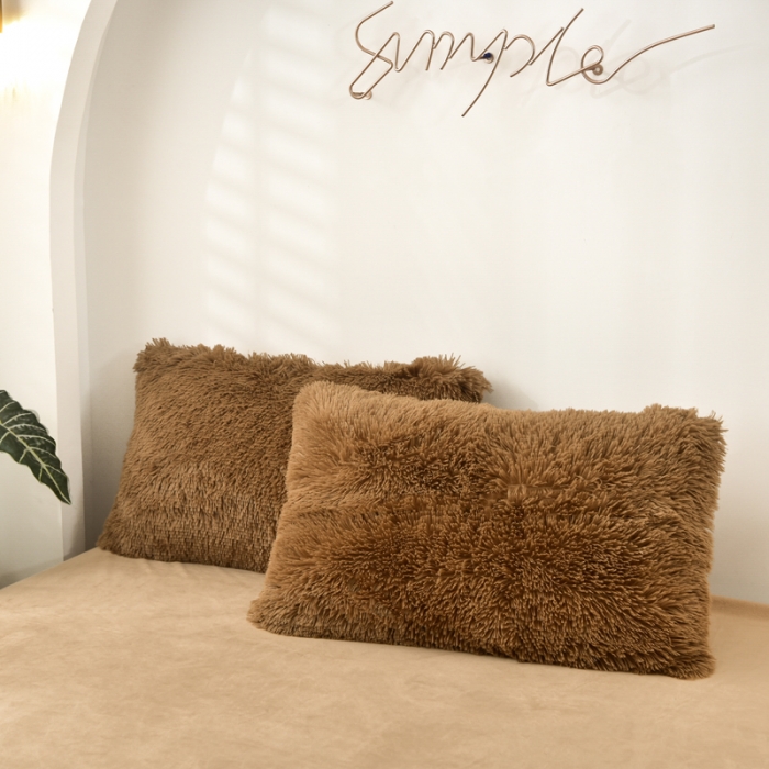 91家纺网 家纺一手货源 找家纺 邦妮家纺 2024新款云貂绒四件套 棕色