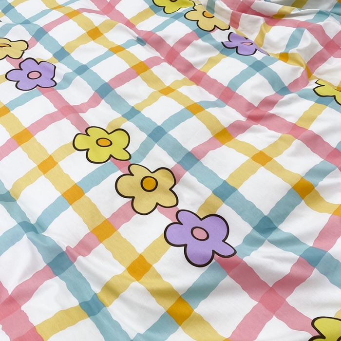 91家纺网 家纺一手货源 找家纺 珺柔家纺 2021新款全棉印花四件套系列三 彩格小花