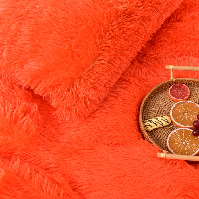 91家纺网 家纺一手货源 找家纺 邦妮家纺 2024新款云貂绒四件套 桔色