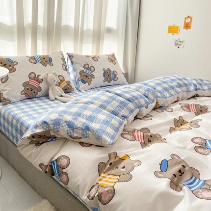 91家纺网 家纺一手货源 找家纺 珺柔家纺 2021新款全棉印花四件套系列四 小熊宝贝