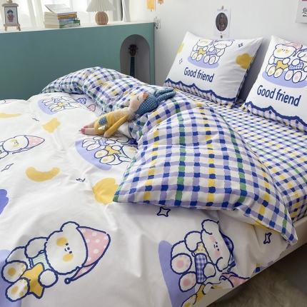 91家纺网 家纺一手货源 找家纺 珺柔家纺 2021新款全棉印花四件套系列四 微笑时光