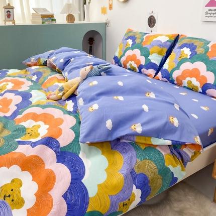 91家纺网 家纺一手货源 找家纺 珺柔家纺 2021新款全棉印花四件套系列四 涂鸦熊