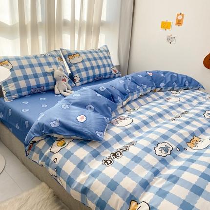 91家纺网 家纺一手货源 找家纺 珺柔家纺 2021新款全棉印花四件套系列四 猫思鱼