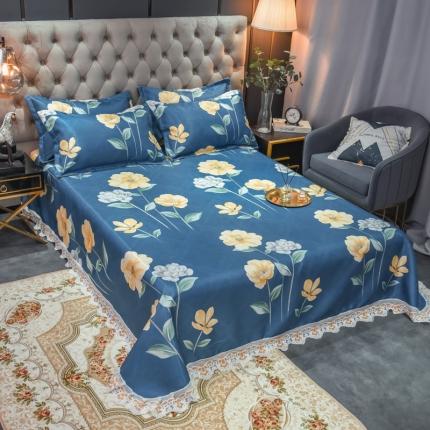 91家纺网 家纺一手货源 找家纺 （总）ds生活馆 2021新款欧式蕾丝花边床单款凉席冰丝席