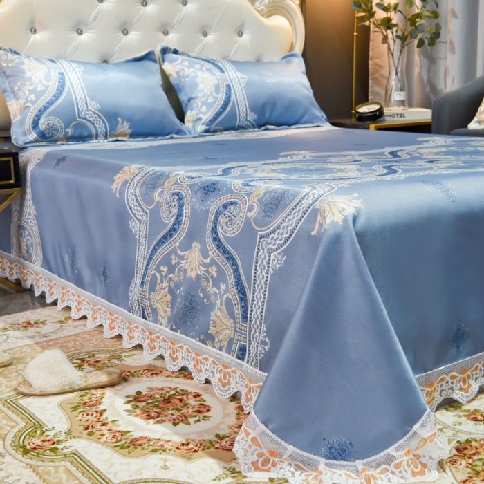 91家纺网 家纺一手货源 找家纺 ds生活馆 2021新款欧式蕾丝花边床单款凉席冰丝席安吉丽