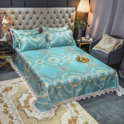 91家纺网 家纺一手货源 找家纺 ds生活馆 2021新款欧式蕾丝花边床单款凉席冰丝席华尔兹兰