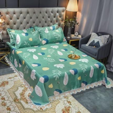 ds生活馆 2021新款欧式蕾丝花边床单款凉席冰丝席落英缤纷