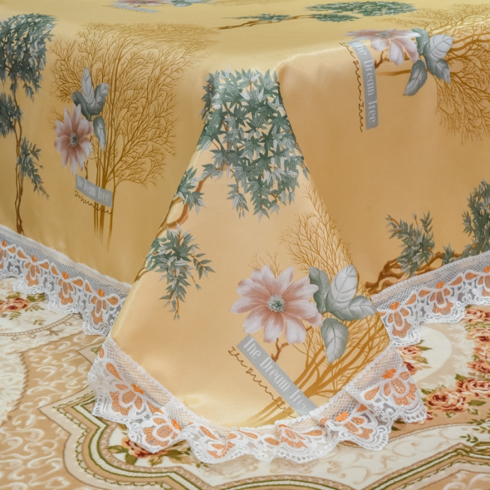 91家纺网 家纺一手货源 找家纺 ds生活馆 2021新款欧式蕾丝花边床单款凉席冰丝席梦境黄