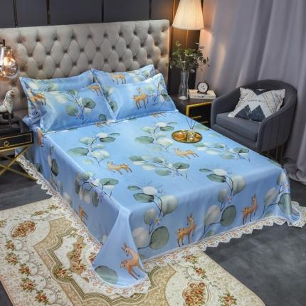 91家纺网 家纺一手货源 找家纺 ds生活馆 2021新款欧式蕾丝花边床单款凉席冰丝席森林奇境兰