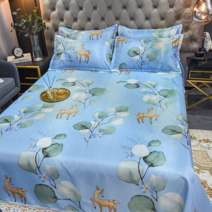 91家纺网 家纺一手货源 找家纺 ds生活馆 2021新款欧式蕾丝花边床单款凉席冰丝席森林奇境兰