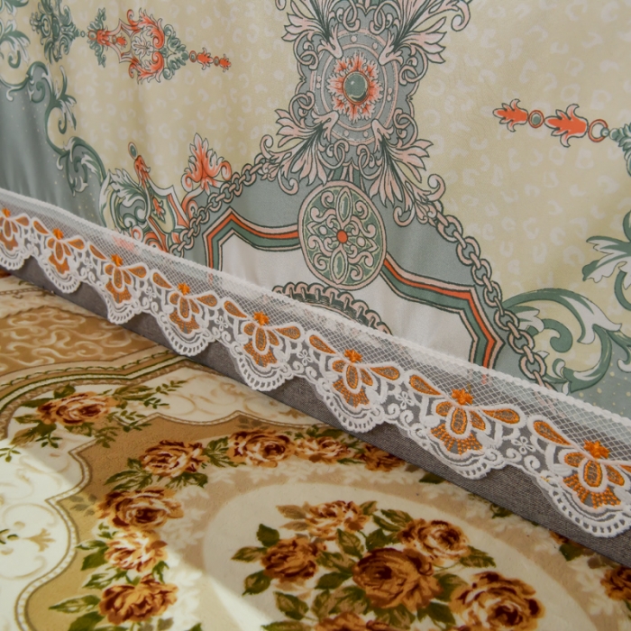 91家纺网 家纺一手货源 找家纺 ds生活馆 2021新款欧式蕾丝花边床单款凉席冰丝席维纳斯绿