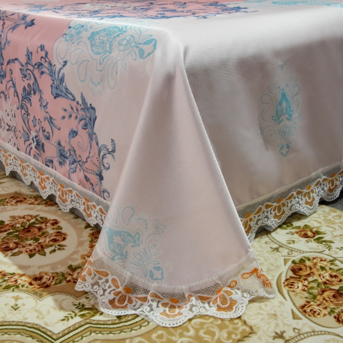 91家纺网 家纺一手货源 找家纺 ds生活馆 2021新款欧式蕾丝花边床单款凉席冰丝席悉尼粉