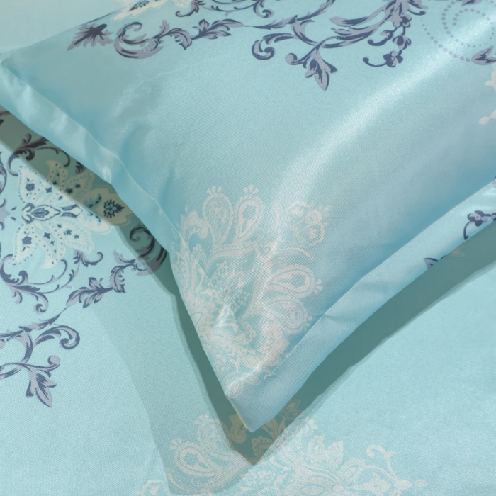 91家纺网 家纺一手货源 找家纺 ds生活馆 2021新款欧式蕾丝花边床单款凉席冰丝席悉尼蓝