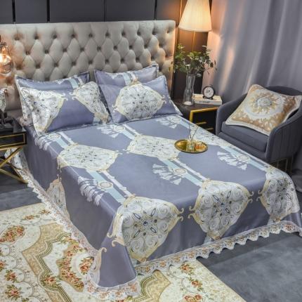 91家纺网 家纺一手货源 找家纺 ds生活馆 2021新款欧式蕾丝花边床单款凉席冰丝席夏日风尚