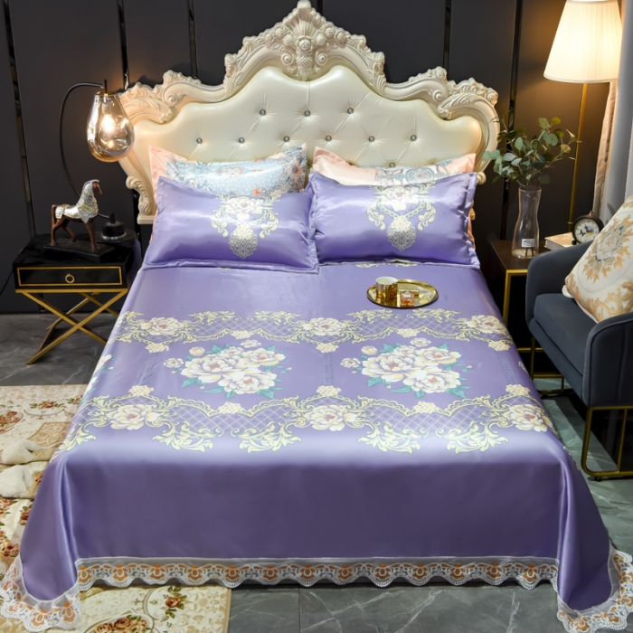 91家纺网 家纺一手货源 找家纺 ds生活馆 2021新款欧式蕾丝花边床单款凉席冰丝席真爱永恒