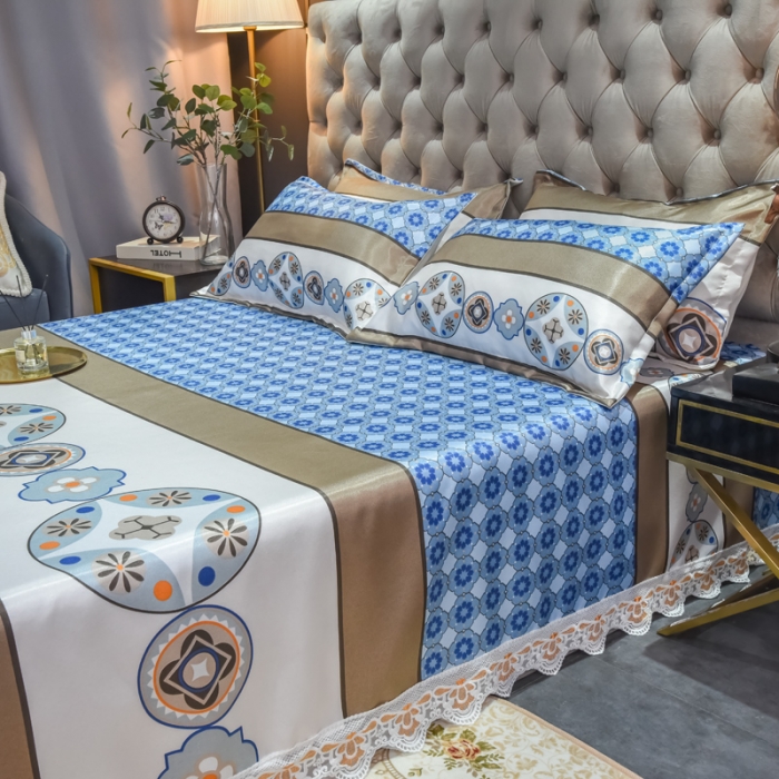 91家纺网 家纺一手货源 找家纺 （总）ds生活馆 2021新款欧式蕾丝花边床单款凉席冰丝席