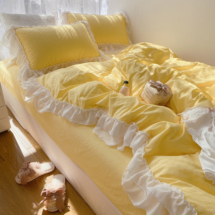 91家纺网 家纺一手货源 找家纺 （总）玛奇朵 2021新款雪纺纱全棉色织提花四件套