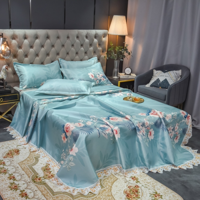 91家纺网 家纺一手货源 找家纺 （总）ds生活馆 2021新款欧式蕾丝花边床单款凉席冰丝席