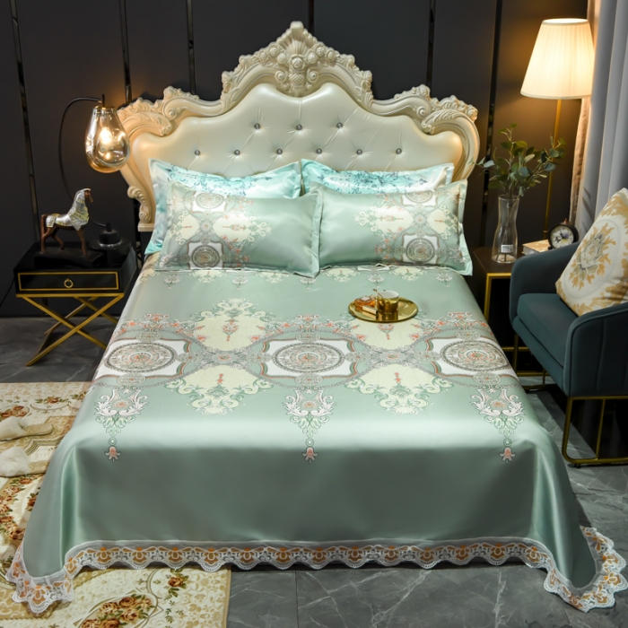 91家纺网 家纺一手货源 找家纺 （总）ds生活馆 2021新款欧式蕾丝花边床单款凉席冰丝席