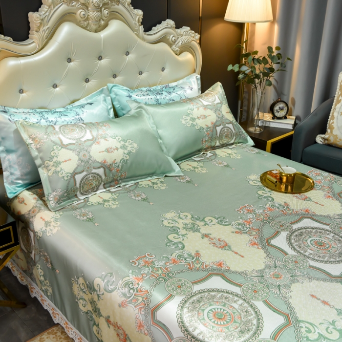 91家纺网 家纺一手货源 找家纺 （总）ds生活馆 2021新款欧式蕾丝花边床单款凉席冰丝席