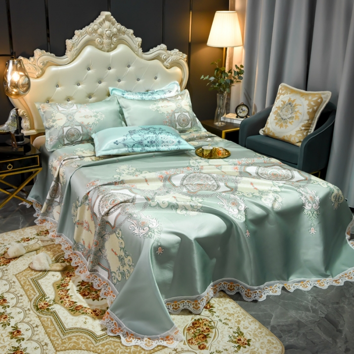 91家纺网 家纺一手货源 找家纺 （总）ds生活馆 2021新款欧式蕾丝花边床单款凉席冰丝席