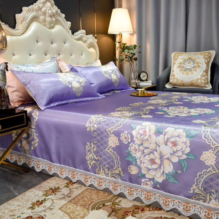 91家纺网 家纺一手货源 找家纺 （总）ds生活馆 2021新款欧式蕾丝花边床单款凉席冰丝席