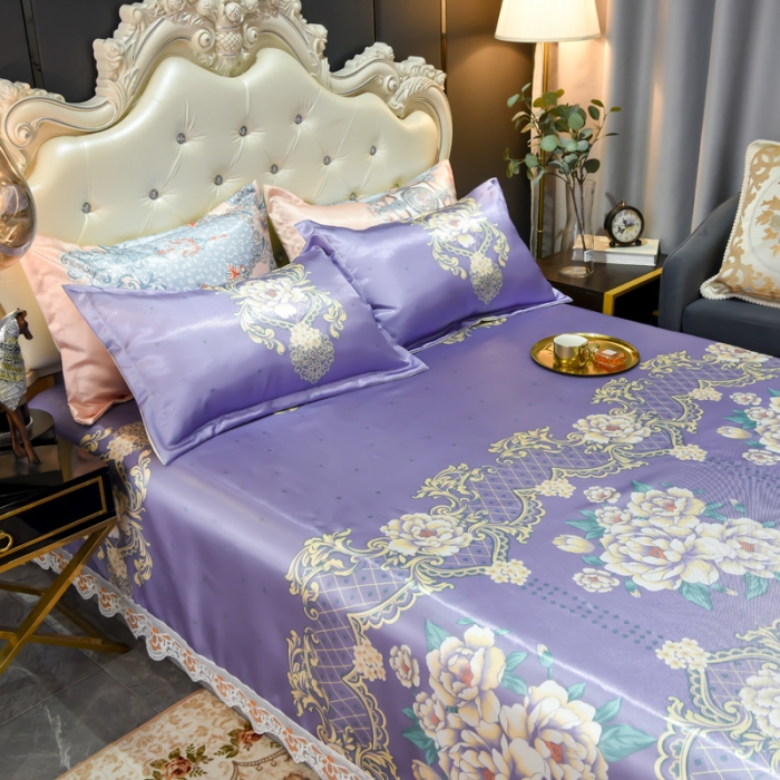 91家纺网 家纺一手货源 找家纺 （总）ds生活馆 2021新款欧式蕾丝花边床单款凉席冰丝席