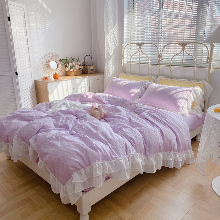 91家纺网 家纺一手货源 找家纺 （总）玛奇朵 2021新款雪纺纱全棉色织提花四件套