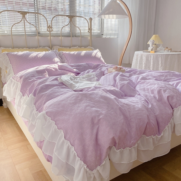 91家纺网 家纺一手货源 找家纺 （总）玛奇朵 2021新款雪纺纱全棉色织提花四件套