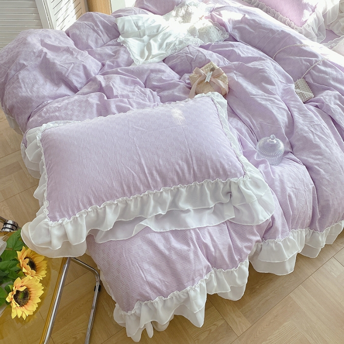 91家纺网 家纺一手货源 找家纺 （总）玛奇朵 2021新款雪纺纱全棉色织提花四件套