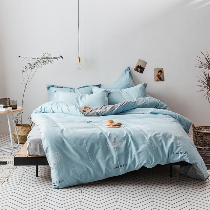 91家纺网 家纺一手货源 找家纺 （总）时尚蒲公英系列全棉13372四件套（加老板微信有会员价）