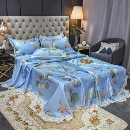 ds生活馆 2021新款欧式蕾丝花边床单款凉席冰丝席森林奇境兰